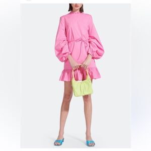 STAUD CAROLINA LONG SLEEVE RUFFLED DRESS IN WILD ORCHID
